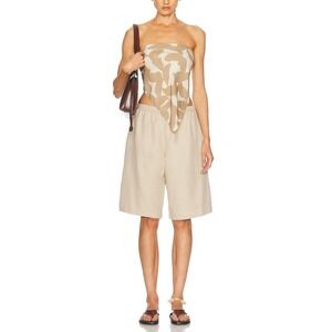 ENZA COSTA Twill Everywhere Short Women XS Stone Tan Bermuda Quiet Luxury NEW